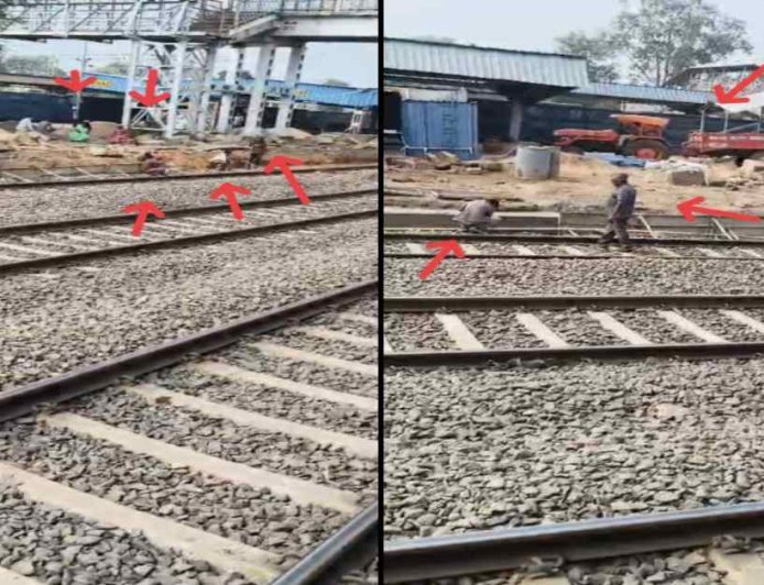 रेलवे स्टेशन पर सुरक्षा से खिलवाड़: स्टेशन के अंदर JCB की एंट्री