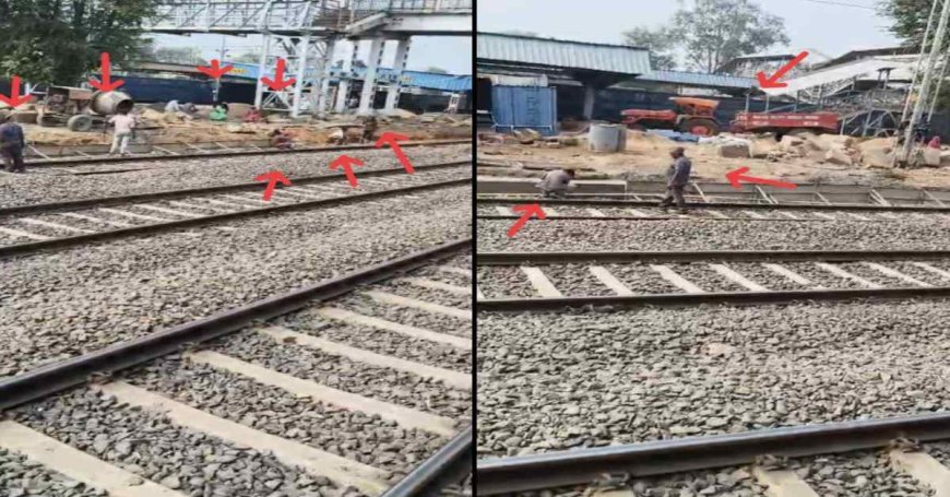 रेलवे स्टेशन पर सुरक्षा से खिलवाड़: स्टेशन के अंदर JCB की एंट्री